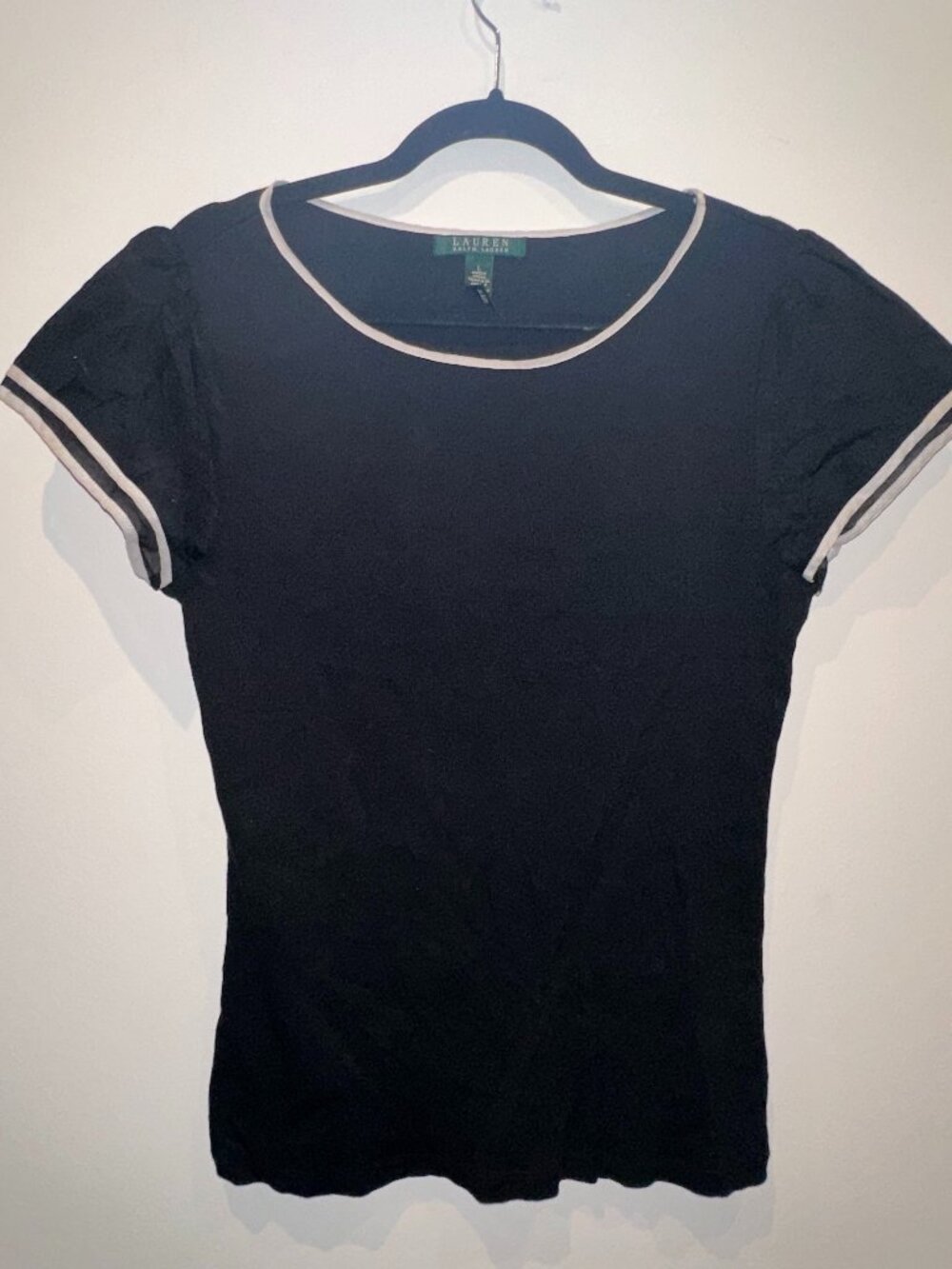 Lauren Ralph Lauren Black Short Sleeve Knit Top